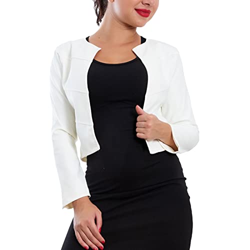 Toocool Chaqueta Corta Mujer Polipiel Bolero Sin Cierre Talla Única VI-2601 [Blanco]