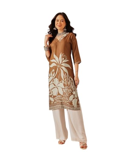 Image of Amazon Brand - Anarva Women's Cotton Printed Straight Kurti