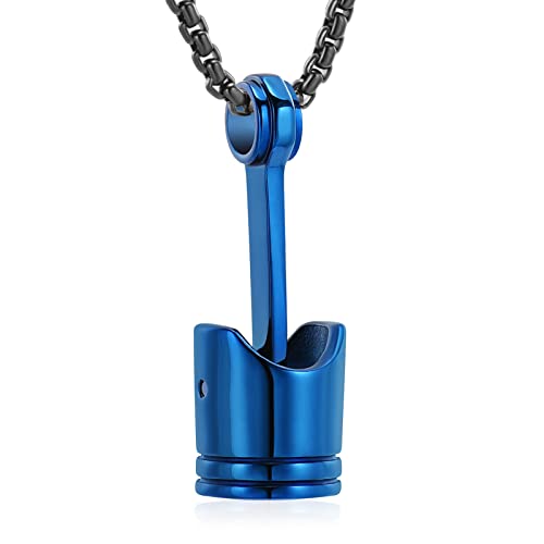 Collier urne funéraire à piston acier inoxydable homme souvenir cendres deuil