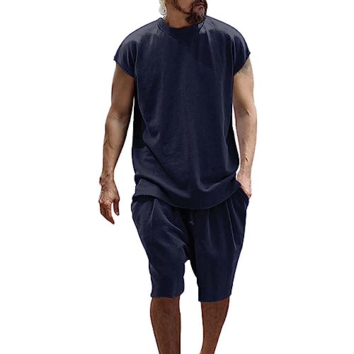 Ensemble t-shirt et short bleu marine XXL pour homme parfait pour l'été