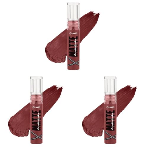 Image of MARS Matte Muse Mousse Lipstick (3ml) (18-FIERCE STAR) with Doe-Foot Applicator | Highly Pigmented | Smooth Texture | Hydrating Formula | Blurry Lips Effect (Pack of 3)
