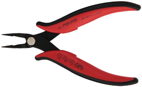 Hakko Chp Pnb-2005 Long-Nose Angled Pliers, Pointed Nose, Flat Outside Edge, 45-Degree Angled Serrated Jaws, 32Mm Jaw Length, 1.2Mm Nose Width, 3Mm Thick Steel #TOP7