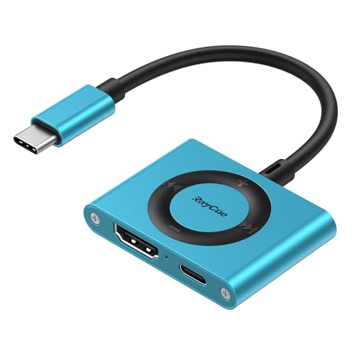 RayCue 2-in-1 USB C Hub, USB C to HDMI Adapter with HDMI 4K@60Hz & 100W PD Charging – Adapter for Laptop, MacBook, IPad (USB-C), iPhone 15/16, Tablets, Switch