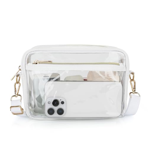 DOB SECHS Clear Crossbody Purse Bag - Clear Messenger Bag for Stadium Concerts & Sporting Events