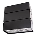Akicon Stainless Steel Range Hood, 3 Stacks Modern Box Kitchen Hood with Powerful Vent Motor, Wall Mount