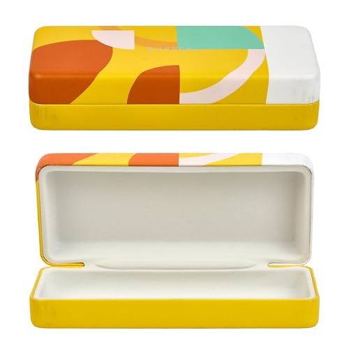 SUPPEAL Hartschalen-Brillenetui robustes Hardcase für Brille & Sonnenbrille geometrisches Design in Gelb Orange Mintgrün & Weiß inkl. Brillenputztuch