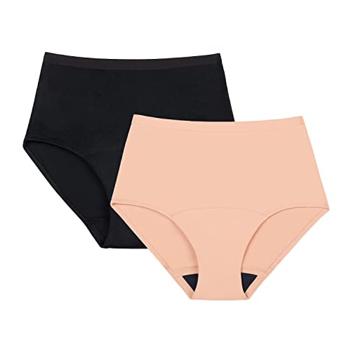 Speax By Thinx Hi-Waist 2-Pack Incontinence Underwear For Women, Washable Incontinence Underwear Women, Black/Beige, X-Large #TOP17