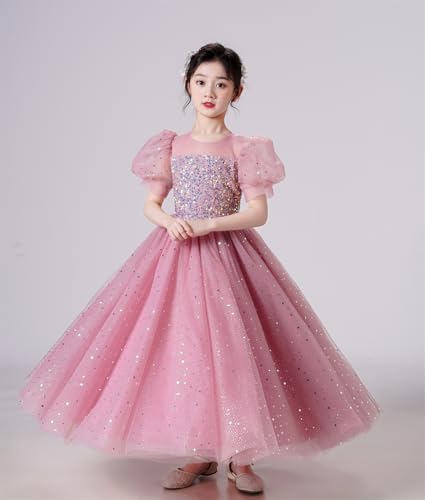 Flower Girl's Long Dress Kids Lace Princess Dress Wedding Birthday Party Dress 33883