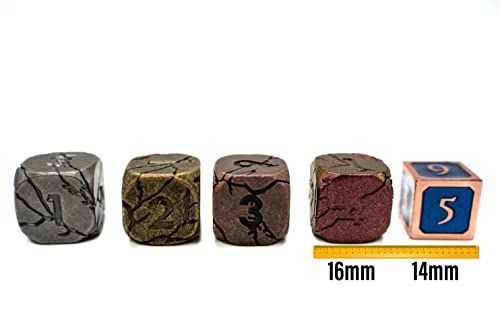 Set of 6 Heavy Duty Metal D6 Standard Game Dice with Leather Carry Pouch, for DND, Liars Dice, Roleplay, Display & More (Cracked Copper Dice 6 Pack & Leather Bag) by Generic - Image 2