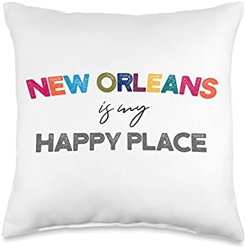 Big Easy – Goods New Orleans-Happy Place, NOLA, Big Easy Throw Pillow, 16×16, Multicolor