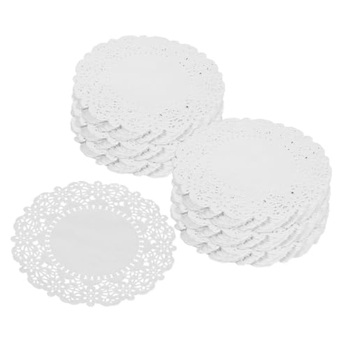 Beaupretty 280枚 紙食品ドイリー ベーキング用使い捨て吸油紙 レースデザイン 食品グレード 高吸油性 油っぽさ軽減 サービングトレイ装飾用