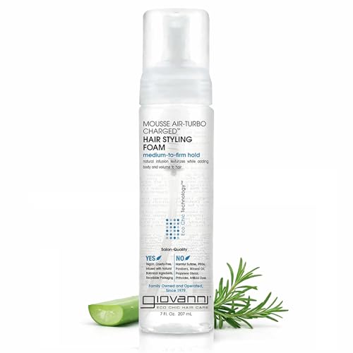GIOVANNI Mousse Hair Styling Foam - Mousse for Curly Hair, Volumizing Hair Foam for Women & Men, Foaming, Add Texture for Curls & Wavy Hair, Defining & Enhancing - 7 Fl Oz (Pack of 1)