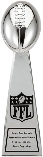 Same Day Awards Chrome Resin Plated Vince Heavy Duty Fantasy Football Trophy - Engraving Included (12 Inches)