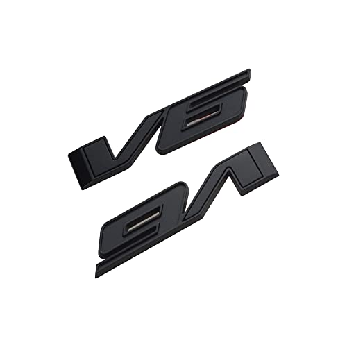 Image of 1pcs V6 Emblem 3D Badge Truck Nameplate Sticker Decal Letter Logo Replacement for 17-21 V6 (Matte Black)