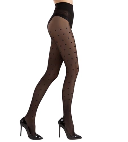 Women's Polka Dot Tights/Heart Sheer Tights Patterned High Waist Pantyhose4