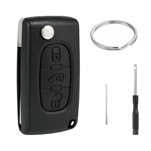 3 Boutons Coque Clé CE0536 Compatible avec P-eugeot Partner Expert C-itroen Jumpy Berlingo Toyota ProAce Fiat Scudo Télécommande Cle Boîtier Cle de...