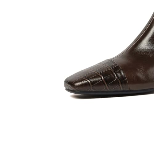 TinaCus Women's Genuine Leather Handmade Side Zip Up Chunky Heel Flat Ankle Boots2