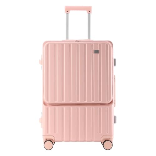 Luggage Front Opening Box Aluminum Alloy Frame Men's Suitcase High Luggage Code Box Universal Wheel Trolley Case Suitcases With Wheels(Pink,24in)