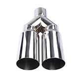 リアセクション排気管 ユニバーサル 63mm 入口 76mm 出口 ダブルシリンダー ステンレススチール 排気テールパイプ マフラー 車用 排気 マフラー