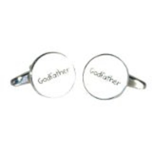 Mancuernillas redondas blancas para boda Godfather para hombre miniatura 1