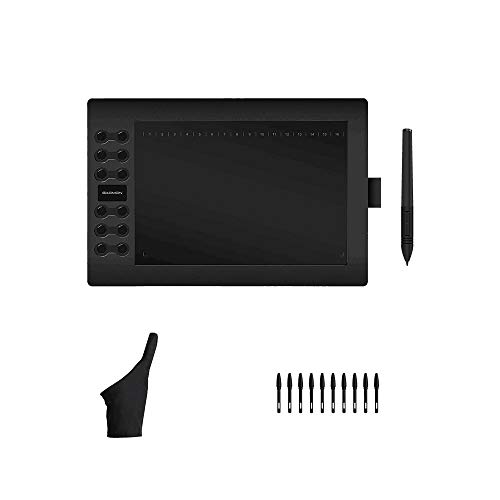 GAOMON M106K 10 x 6 Inches Painting Digital Graphics Pen Tablet with 12 Express Keys - 1 Finger Golve and 10 Nibs Included