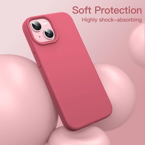 Image of DIZORO Compatible for iPhone 15 Plus Case 6.7, Slim Liquid Silicone 3 Layers Full Covered Soft Gel Rubber Phone Case Protective Cover 6.7 Inch - Hibiscus.