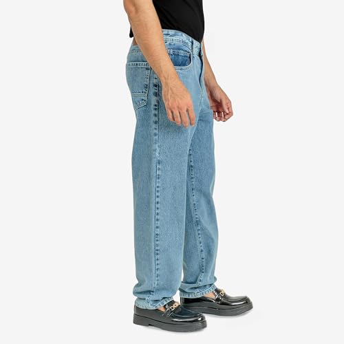 Essentials Men’s Loose Baggy Fit Denim Jeans with Comfort Flex Waist Relaxed and Durability4