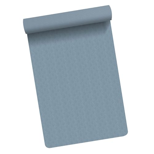 Dulcicasa ヨガマット 6mm TPE素材 183×61cm 軽量 ? 滑り止め両面 ピラティス エクササイズ 収納ストラップ付き (183*61*6mm,ブルー)