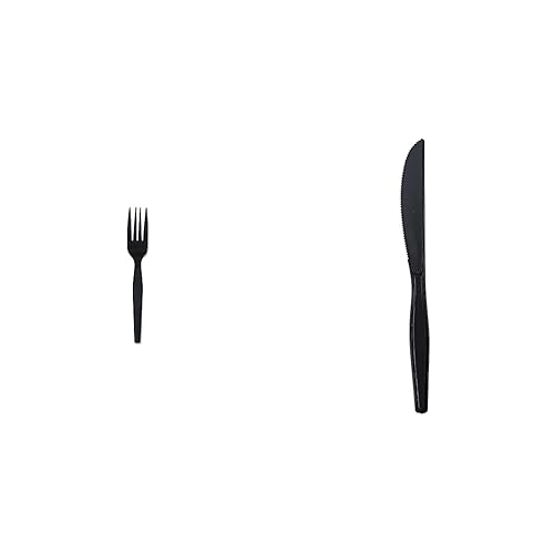 Genuine Joe Paquete de cubiertos pesados con cuchillo y tenedor (1,000 unidades)