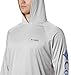 Columbia Mens PFG Terminal Tackle Long Sleeve Fishing Hoodie, Cool Grey/Vivid Blue Logo, Large