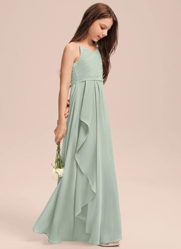 Junior Girls Bridesmaid Dresses Spaghetti Strap for Wedding Party Gowns Chiffon3