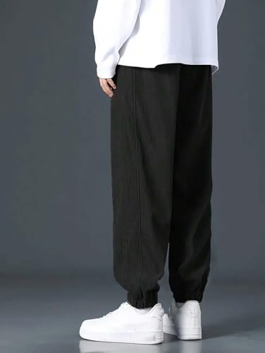 Image of KOTTY Men's Solid|Button|Wide|Loose fit|Corduroy Trousers & Pant for Men