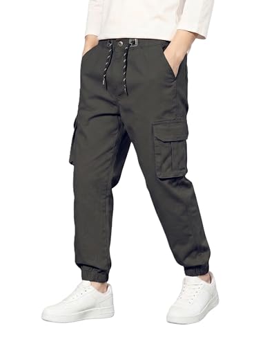 Image of A.T.U.N. (ALL THINGS UBER NICE) Boys Cotton Cargo Pants | Soft Comfortable Casual Wear | Relaxed Fit Trousers with 6 Utility Pockets | Adjustable Waist for Daily Outdoor and Travel Use