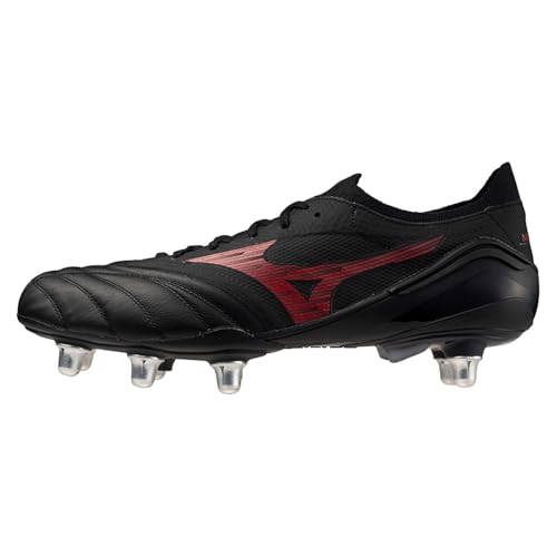 Mizuno Mens Neo IV Elite Adults Soft Ground Rugby Boots Black/Red/Black 7 UK
