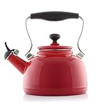 Chantal Vintage Enamel on Steel Whistling Teakettle, 1.7 quart, Apple Red