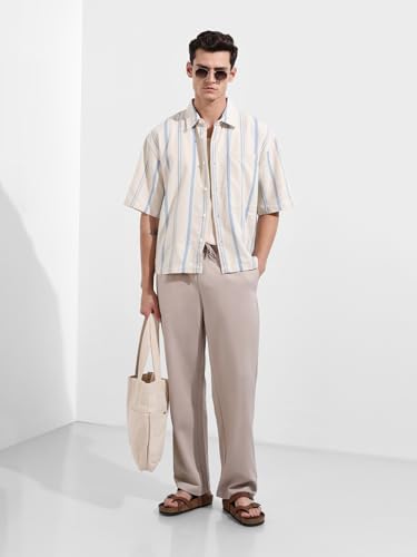 Image of THE INDIAN GARAGE CO Men Boxy Fit Textured Resort Shirt