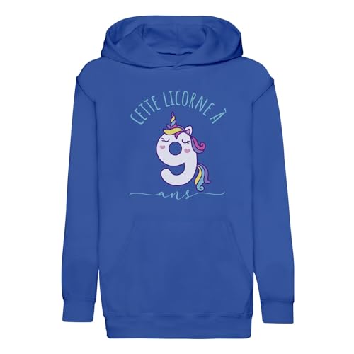 Sweat à capuche enfant licorne 9 ans pour anniversaire