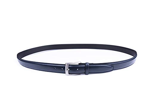 Milorde Men Genuine Leather Belt With Single Prong Buckle, Fashion & Classic Design For Dress And Causal (Size 48 (Waist 46), Basic Navy) #TOP2