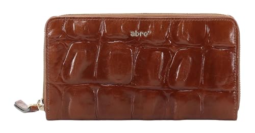 Porte-monnaie cuir ABRO Maxi Cocco caramel portefeuille zippé femme