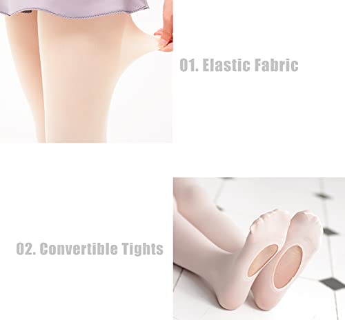 Mdnmd 3 Pack Dance Ballet Tights For Little Girls Convertible Footless Ballet Legging Stocking Pantyhose thumb #3