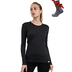 Merino.tech Merino Wool Base Layer Women 100% Merino Wool Midweight, Lightweight Long Sleeve Thermal Shirt + Wool Socks