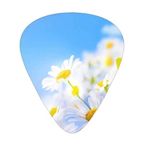 Butterfly On Daisy プリントギターピック、ギタープレクトラムセルロイドピック クラシックトライアングルピック 0.46mm 0.71mm 0.96mmを含むアコースティック/エレクトリック/ベースギター用