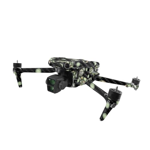 Image of MightySkins Carbon Fiber Skin Compatible with DJI Air 3 - Nighttime Skulls | Protective, Durable Textured Carbon Fiber Finish | Easy to Apply