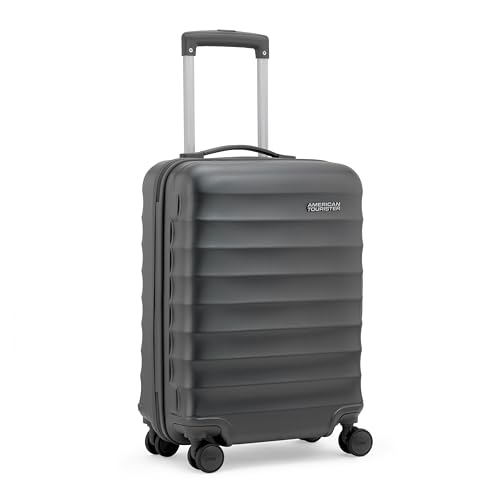 Image of American Tourister Barcelona | Cabin Trolley Bag (55 cm) | 360 8 Wheel Travel Luggage | Hard Case Polycarbonate Suitcase | Mounted Combination Lock | Gun Metal