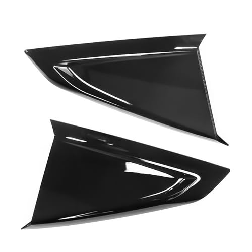 IKON MOTORSPORTS Side Window Louver Compatible with 2024-2025 Ford Mustang 7th Gen S650 Coupe 2-Door, V Style ABS Plastic Gloss Black Rear Air Vent Scoop Shades Cover Blinds Trim
