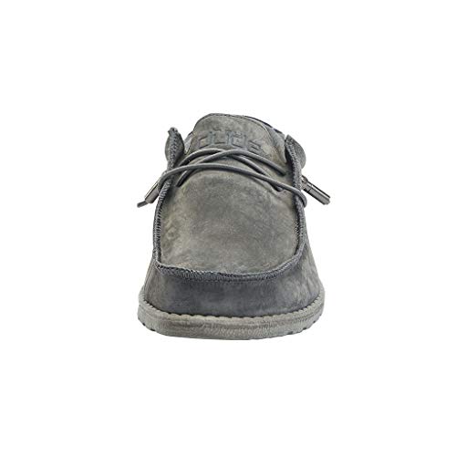 Image of HEYDUDE Men's Wally Suede Grey Size 6 | Men's Shoes | Men's Lace Up Loafers | Comfortable & Light-Weight