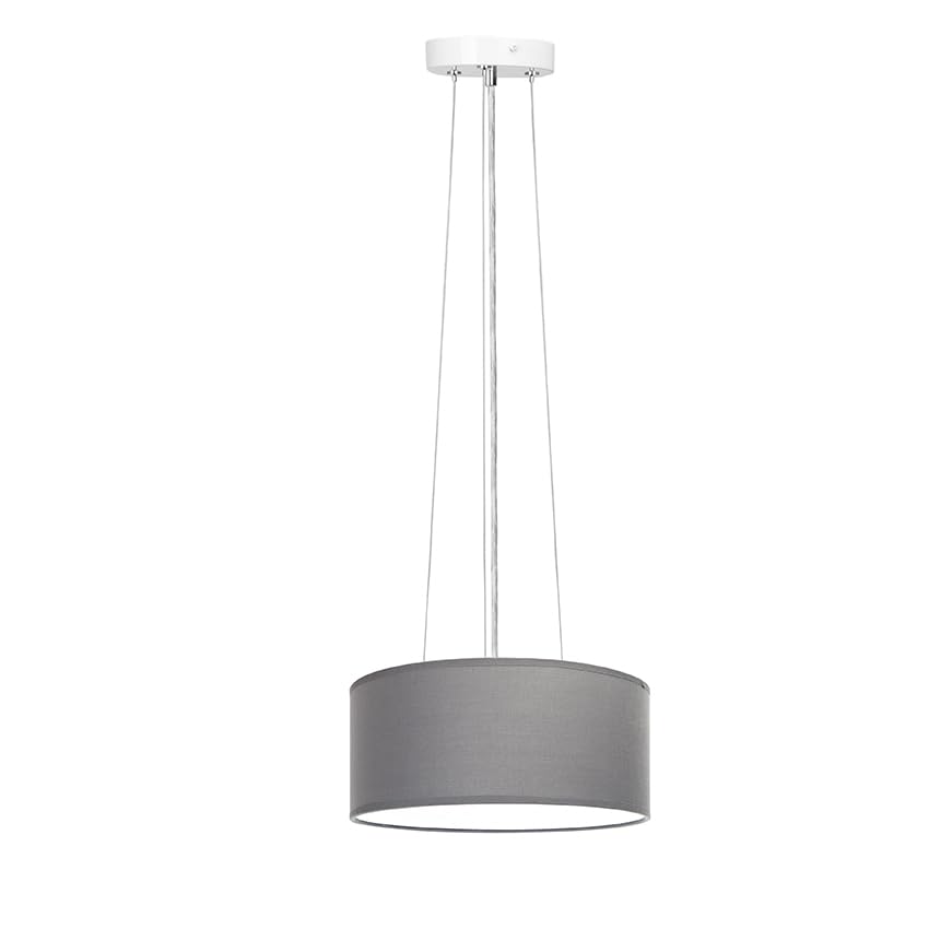 Levitantes Lámpara colgante con tulipa de tela gris, lámpara de techo casquillo E27 60W, lámpara para habitación, comedor, dormitorio
