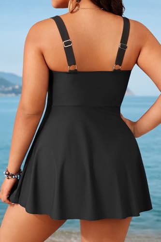 Image of Aqua Eve Plus Size Swim Dress - Two Piece Tankini Swimsuit Tummy Control Bathing Suit with Shorts 2025