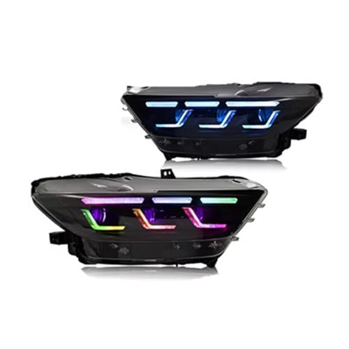 �t���i Compatible With Ford For Mustang 2015 2016 2017 �t�����g�w�b�h�����v�A�Z���u�� DRL���C�g�L�b�g �u���b�N�w�b�h�����v�A�N�Z�T���[ 1�y�A RGB �w�b�h���C�g