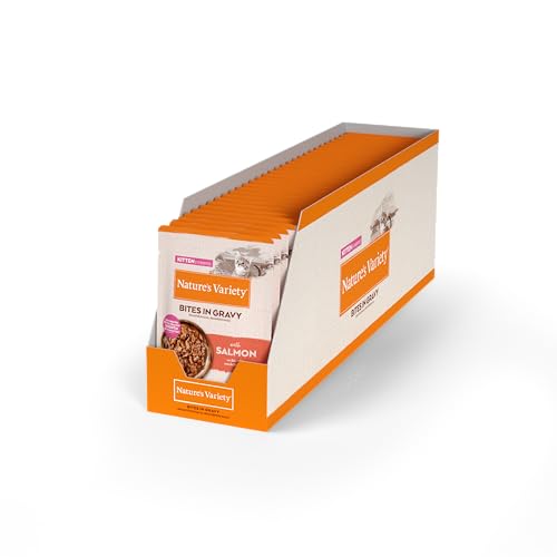 Nature's Variety Bocaditos en Salsa, Comida húmeda para Gatitos con Salmón: 28 bolsitas de 70g